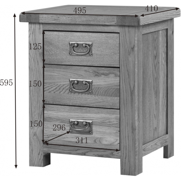 3 DRAWER BEDSIDE