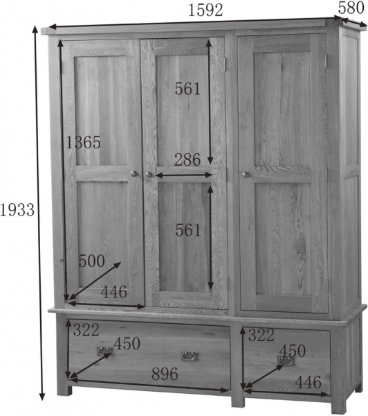 TRIPLE WARDROBE WITH DRAWERS