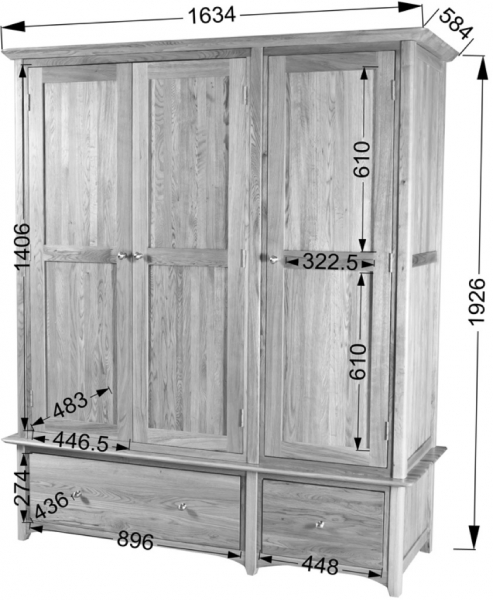 TRIPLE WARDROBE WITH DRAWERS